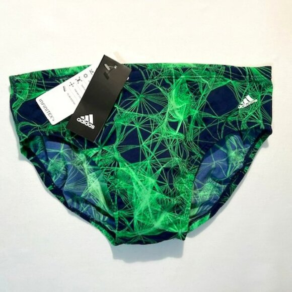 adidas Size "30" Men's Supernova Infinitex Plus Swim Brief - Green/Navy/White - Picture 7 of 8
